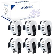 Aomya 6 Pack DK-2214 dk 22214 لفة ورق ملصقات متوافقة 0.47 بوصة x 10012 مم x 30.48 م شريط ملصقات فيلم أبيض مستمر مع 6 خراطيش قابلة لإعادة الاستخدام تستخدم لـ QL-700 QL570 QL710W QL800 QL810W QL1060N 6