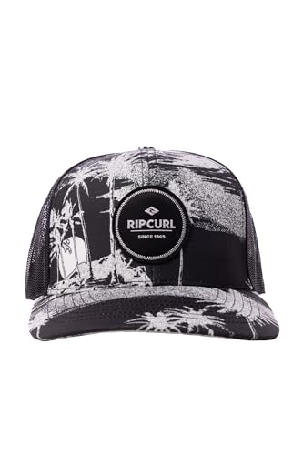[Rip Curl] �n�b�g Curve Peak, Structured Trucker Hat, Mesh Snapback Baseball Cap for Men, Adjustable �����Y �u���b�N/�z���C�g Exc One Size