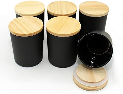 Candle Making Jar 6 Pack 6oz Matte Black with Wood Lid