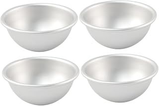 Half-Round Cake Mold Set - 4Pcs Aluminum Alloy Baking Pan for Diy Bath Bombs and Culinary Creations Silver 1.77 X 1.77 X 0.78 Inch
