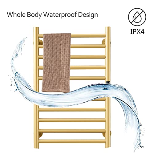 DUDYP Gold Heated Towel Warmer Radiator Bathroom Accessories, Built-in Timer Temperature Control 10 Bars Electric Heated Towel Racks for Bathroom, Stainless Steel Towel Warmer Drying Rack, (Hardwired) by DUDYP - Image 5