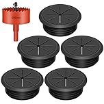 Swpeet 6Pcs 2.4 Inch (60mm) Rubber Desk Grommet with Hole Saw, Flexible Cable Grommet, Desk Cable Hole Covers, Wire Hole Cover, Desk Cord Hole Cover for Desk Table Wire Pass Through Wire Protection