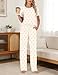 Rapbin Schlafanzug Damen Pyjama Set Loungewear Pyjama Oberteil und Lang Schlafhose mit Taschen Nachtwäsche Hausanzug Zweiteiliger (Apricot mit Kirschprint L)
