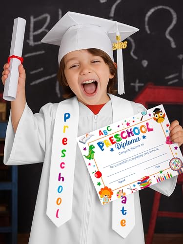 QZYL Preschool Graduation Cap and Gown Set, Unisex Kindergarten Graduation Outfit with Stole 2026 Tassel and Certificate — view 6