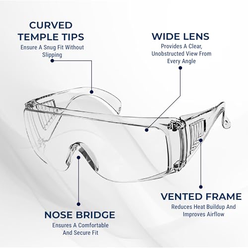 Image of Robustt Safety Goggles - Pack of 1 Hard Coat Eyewear, Over The Spectalar Eye Protector, Anti Pollution Goggles For Multipurpose Use In Riding Motorcycle, Construction, Clear Transparent Goggles