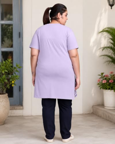 Image of In Love Women's Plus Size Printed Cotton Long-Line T-Shirt with Pocket | Cotton fabric - soft longline T-shirt with easy plus-size fit