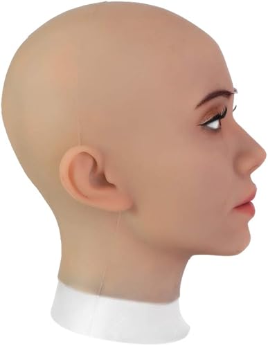 Miniatura 5 de EQAIWUJIE Kathy Female fake Face Realistic Silicone fake Head for Crossdresser Halloween Decoration, Parties, Fall Festival