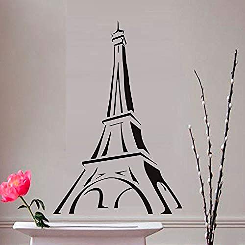 Paris Vinilo decorativo Vinilos decorativos de dibujos animados Torre de París Dormitorio romántico Fondo simple Vinilos decorativos de PVC 58cm x 85cm