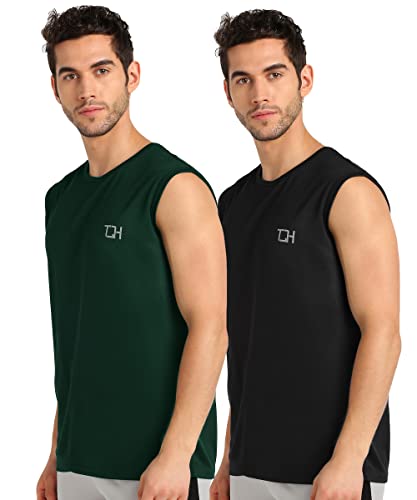Image of TQH Sleeveless T Shirts for Men | Vest for Men | Tank Top Man | Sando for Man | Men's Sleeveless Gym Vest Round Neck Solid Casual T-Shirt for Workout Running Sports Beach