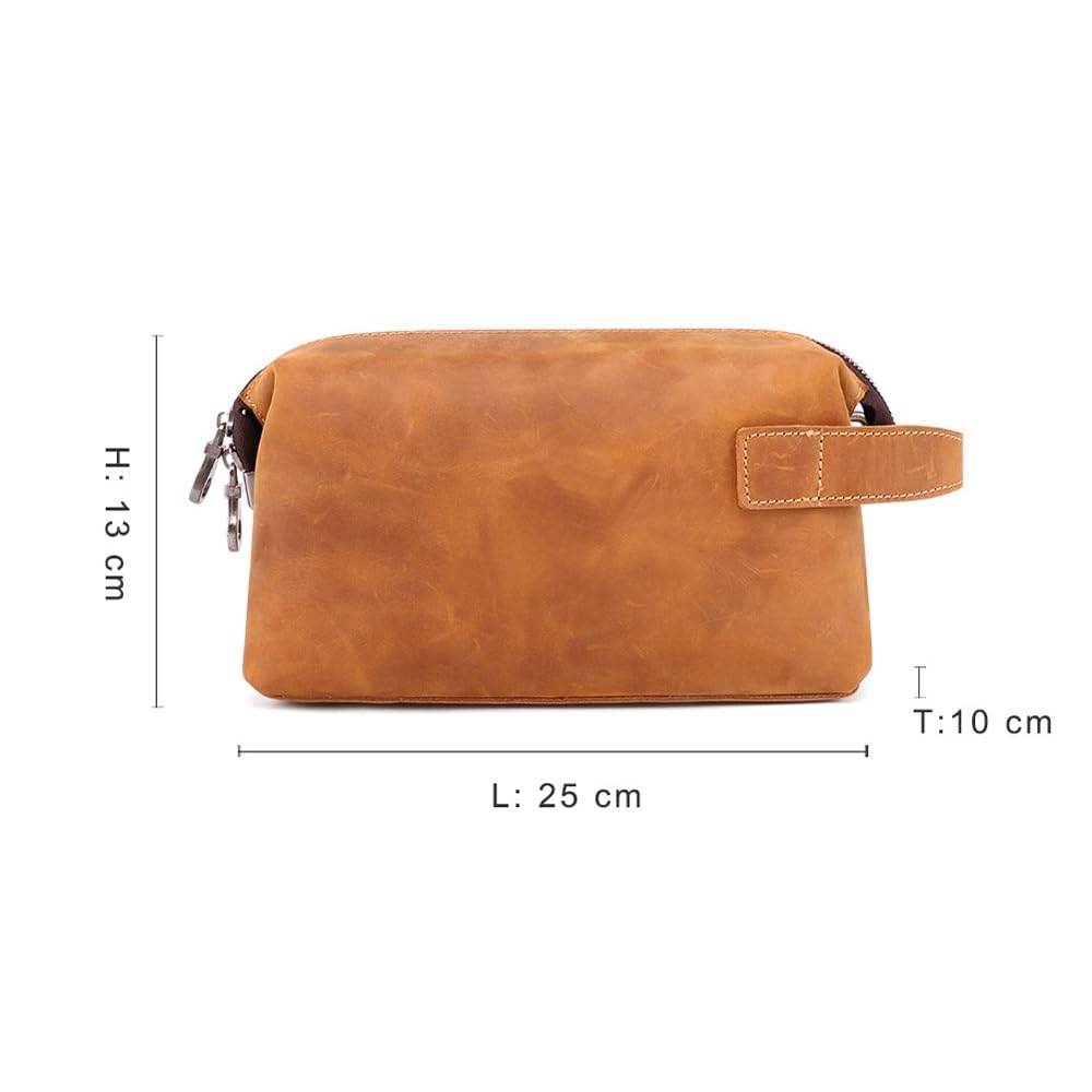 Kulturbeutel for Männer, personalisiertes Leder-Dopp-Kit for Männer, Reise-Kulturbeutel aus Leder, Dopp-Kit, Wasserabweisende Rasiertasche for Toilettenartikel und Zubehör (Grey : B)