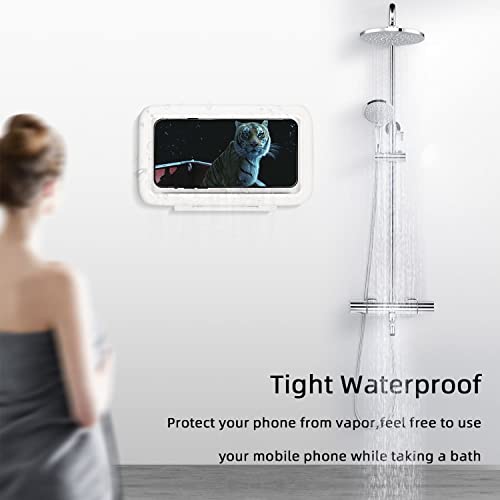 Mcbazel Wall Mount Shower Phone Holder WaterProof 360Rotation,Shower Phone Case, Touch Screen Waterproof Phone Case,Anti Fog Shower Phone Case for Bathroom Kitchen- White - Image 3