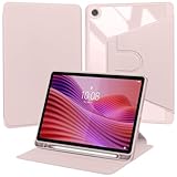 Étui Compatible avec Lenovo Tab 10.1 Pouces 2025 TB311FU/TB311XU, Cuir PU à Rotation 360° avec Cadre TPU Antichoc, Support Pivotant et Porte Stylet, Rose