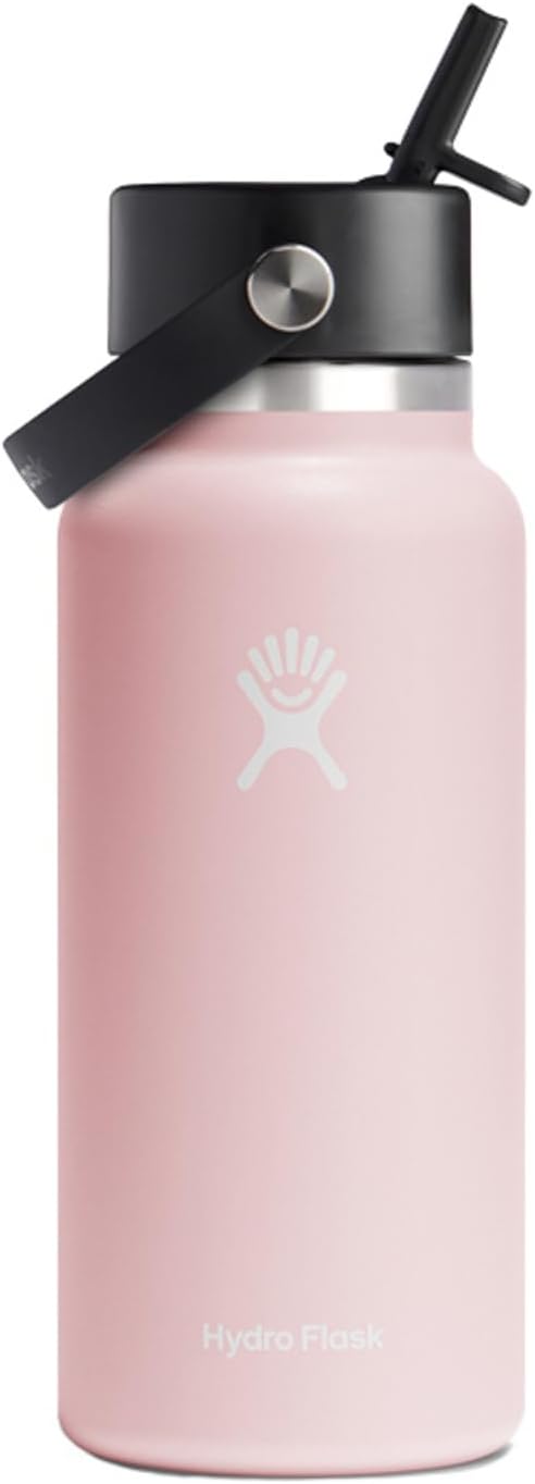 Water Bottle 946 ml (32 oz) - Vacuum Insulated Stainless Steel Water Bottle with Flex Straw Cap - Wide Mouth - Trillium