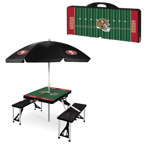 Image of PICNIC TIME NFL Picnic Table Portable Folding Table with Seats and Umbrella