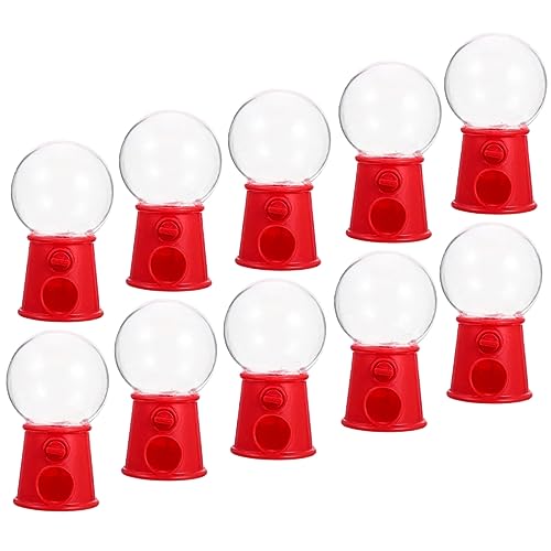 SOLUSTRE 10Pcs Mini Gumball Machine Candy Dispenser Bright Red for Promotes Hand Eye Coordination Reusable Sweet Treat Vending Machine for