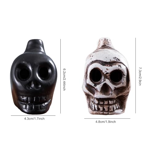 Spooky Aztec Death Skull Scream, Loud Human War Scream, Halloween Creepy Gift High Decibels Sounding Aztec Whistle (White02)
