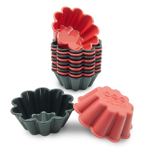 Freshware Forros para cupcakes, paquete de 12 moldes de silicona para magdalenas, tazas de silicona para hornear de 3 pulgadas, reutilizables y antiadherentes para fiestas, Halloween, Navidad, flores