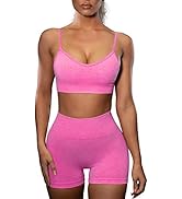 HANERDUN 2 Piece Workout Set for Women Outfit Gym High Waist Leggings with Sport Bra