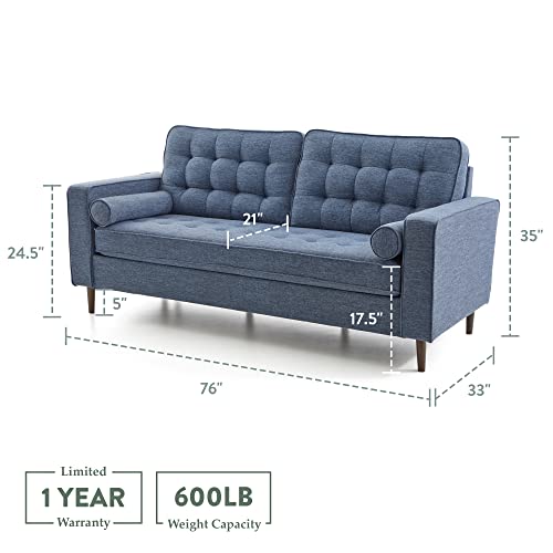 Edenbrook Lynnwood Upholstered Sofa - Couches For Living Room – Navy Couch - Small Couch - Living Room Furniture - Includes Bolster Pillows #TOP1