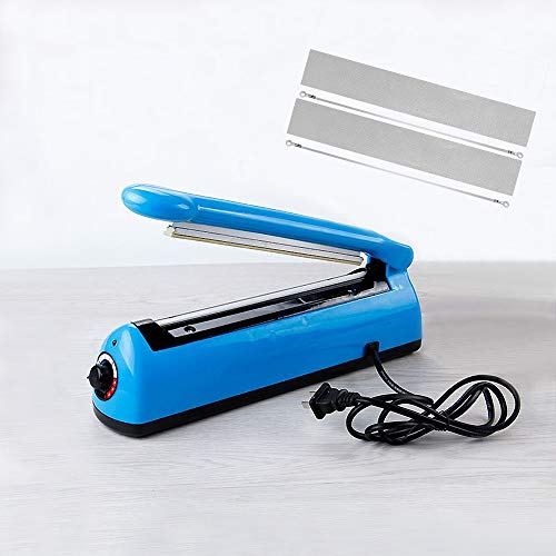 LabZhang 8inch Impulse Bag Sealer,Impulse Heat Sealer,Manual Poly Bag Heat Sealer Heat Seal Closer with 1 Replacement Kit,Blue