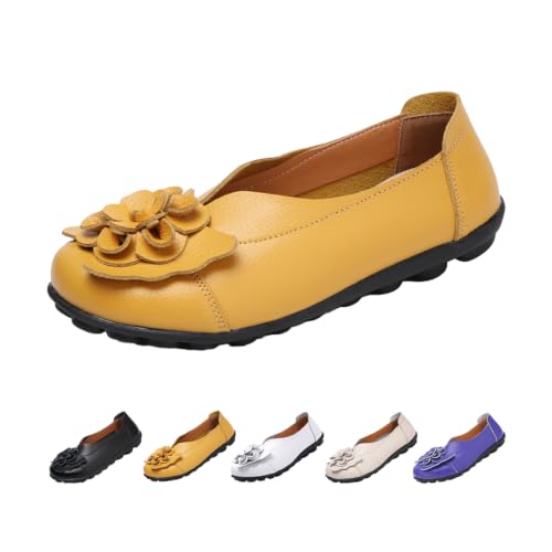 Image of MOYOWEI Women's Leather Slip On Loafers Colorful Flat Shoes