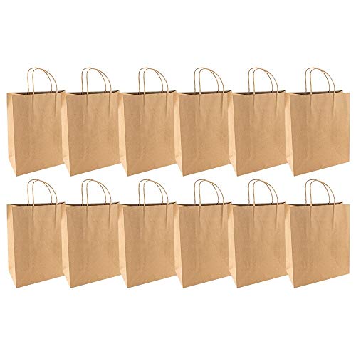 Ideen mit Herz Kraftpapier-Taschen mit Henkel | Extra stark: 170 g/m² | Kleine Geschenktüten | Papiertüten | Geschenktaschen für Hochzeit, Geburtstag (25,4 x 30,5 x 12,7 cm | 12 Stück)