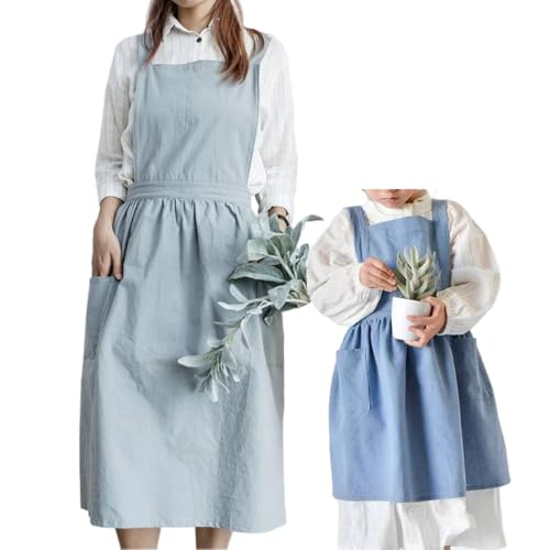 エプロン バッククロス ポケット付き 天然素材 撥水 大人用 子供用 ワンピース 北欧 カフェ 花屋 保育士 家事 料理教室 レストラン 店員 キッチン フレアスカート かわいい おしゃれ 大きいサイズ 小さいサイズ オシャレカフェ シンプル ナチュラル