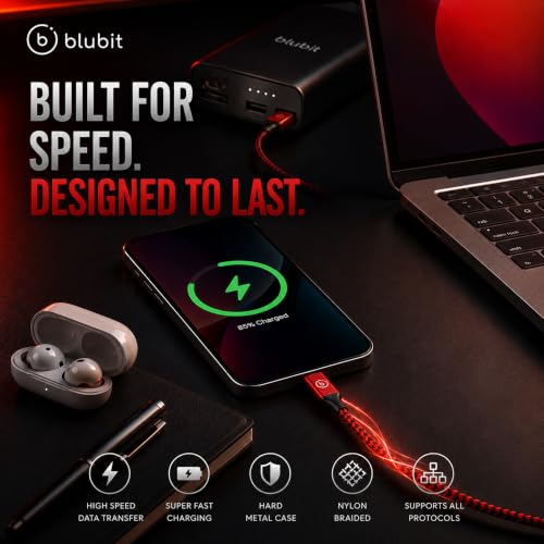 Image of USB Type C Cable, 3A Fast Charging & Data Sync Cord, Durable Nylon Braided USB-C to USB-A Cable for Samsung, Mi, Realme, OnePlus & All Android Smartphones (1 Meter, Red-Black)
