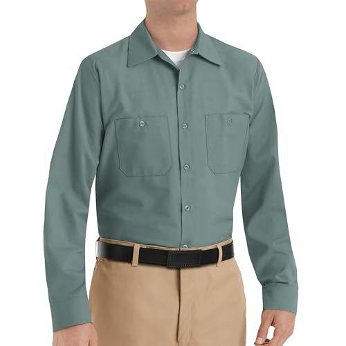 Image of Red Kap Men's Long Sleeve Industrial Work Shirt | Moisture Wicking Button Up, Wrinkle Resistance Fights Fading & Stains