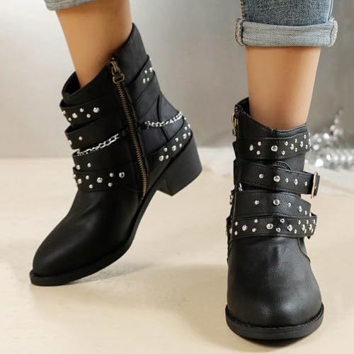 Bottes mi-mollet avec boucle cool et chaîne au style d'automne
