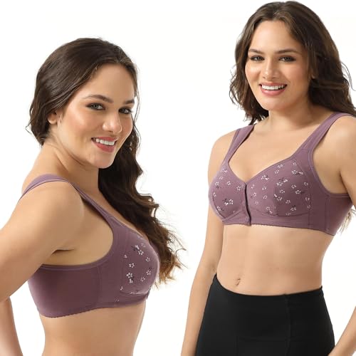 Image of Daisy Bras for Women, Front Snap Closure Padded Bra for Older Senior Women, No Underwire Comfortable Bra
