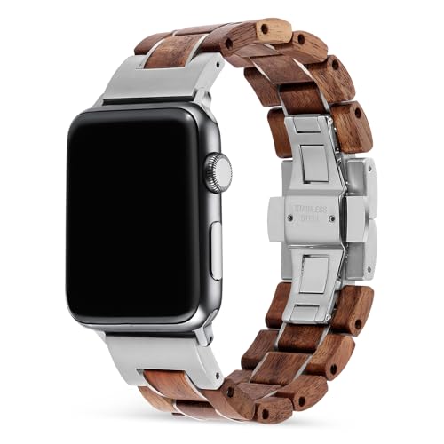 Bracelet en bois compatible avec Apple Watch anti irritation pour peaux sensibles
