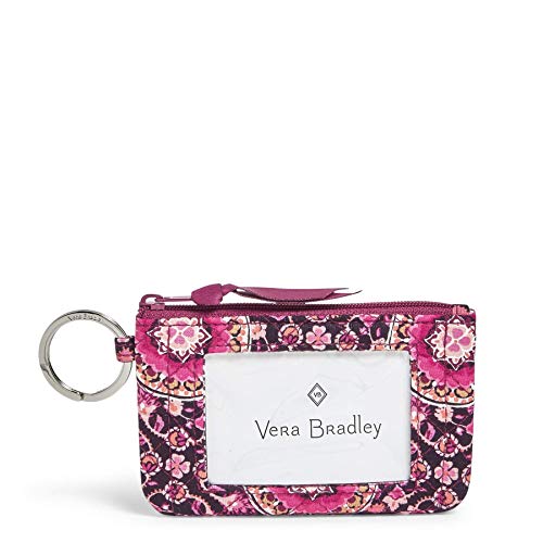 Vera Bradley Women's Cotton Zip ID Case Wallet, Raspberry Medallion, One Size