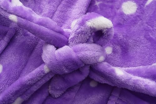 Image of Girls Fleece Hooded Robes, Warm Printed Bath Robe for Kids Soft Fuzzy Bathrobe for Gifts