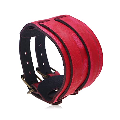 Punk Rock Belt Buckle Wristband Wide Leather Bracelet Arm Cuff Bracelet