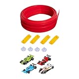 DeeRace フレキシブル レースカー トラックカー フレックストラック 16フィート 軽量 ロングランプ おもちゃ ダイキャスト 子供用 クリスマスプレゼント 3歳以上, 赤