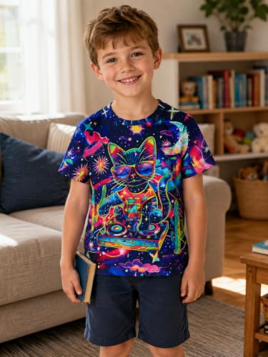 Image of uideazone Boys 3D Graphic T-Shirts Short Sleeve Crew Neck Tees 4-16Y