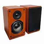 Roxel Wired Passive Bookshelf Speaker, Wood Effect Cabinet with 4 inch Enhanced Carbon Fibre Woofer, 1Inch Silk Dome Tweeter, Detailed and Refined Sound, Deep Bass 150W RMS (Cherry Wood)