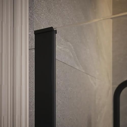 Box Doccia Walk-In 80 Cm Altezza 200Cm Parete Fissa Vetro Temperato Trasparente Da 10Mm Con Trattamento Anticalcare Braccio Telescopico SUS304 Profili Alluminio Nero Opaco - 3
