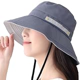 [DreamHats] 帽子 (内部メッシュ仕様で蒸れ軽減) 撥水加工 (折りたたみボタン付き) UVカット Lサイズ グレー×ライトグレー ハット レディース
