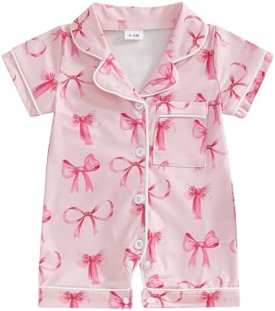 Balaflyie Newborn Summer Pajamas Baby Boy Girl Button Down Romper Cute Infant Sleepwear One-Piece Pjs