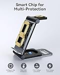 Bolvunes Station de recharge sans fil, pliable 3 en 1 Chargeur sans fil pliable 15W, Chargeur de voyage pour iPhone 15/14/13/12/11/Pro Max XR XS 8 Plus, pour Apple Watch9/8/7/SE,pour AirPods 3 2Pro