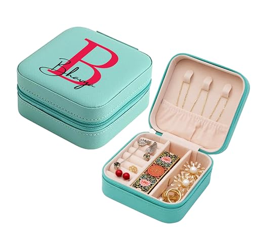 Image of P Arts Personalised Mini Jewellery Organizer for Women - Custom Name Rakhi Gift for Sister | Rakshabandhan Special Jewelry Storage Box, PU Leather Travel Case