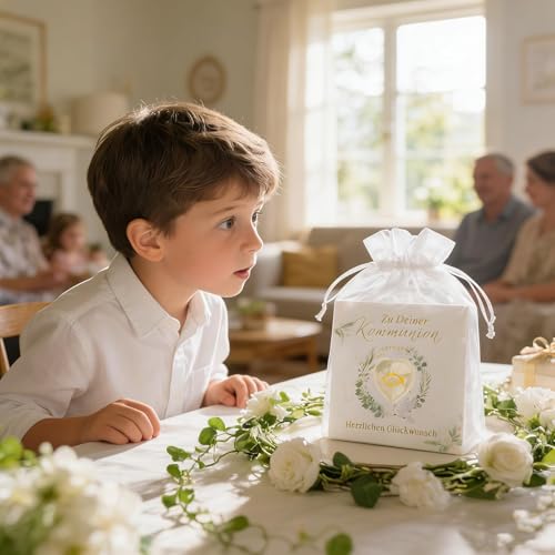 DuoLiAnLiang 30pcs Mitgebsel Kommunion Gastgeschenke, 10x Glücksbringer Herz mit Fisch, Kommunion Deko für Kindergeburtstag, Gastgeschenk, Kindergarten, Taufe, Kommunion, Einschulung