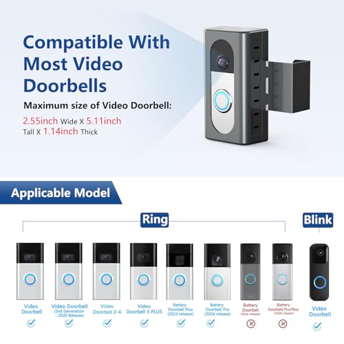 Image of KIMILAR Anti-Theft Video Doorbell Mount Compatible with Most Wireless Video Doorbell, Adjustable Mounting Bracket Accessories for Houses, Apartments, Businesses