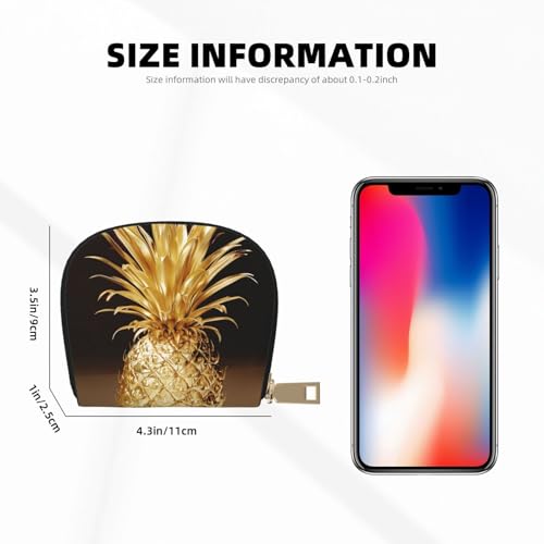 Gold Pineapple Printed Credit Card Wallet for Women Men Cute Zipper Card Cases Holder Mini Coin Purse with 12 Card Slots3