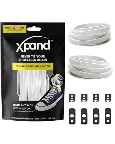 Xpand No Tie Shoelaces System with Elastic Laces - One Size Fits All Adult and Kids Shoes