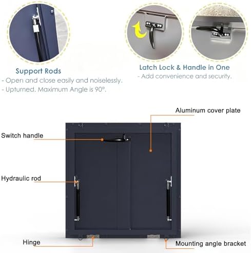 Aluminum Roof Access Hatch with Recessed Ribs, Internal Handle, Lock Latch, Rainproof Design, Easy Installation for Secure and Safe Rooftop Access