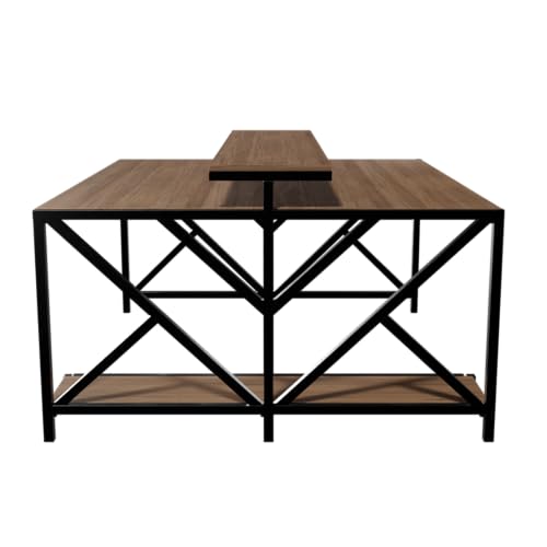 Image of Riyan Luxiwood Hammer Computer Desk with Monitor Stand | MDF Wood Top & Powder-Coated Metal Frame | Spacious Workstation with Professional Assembly Included.