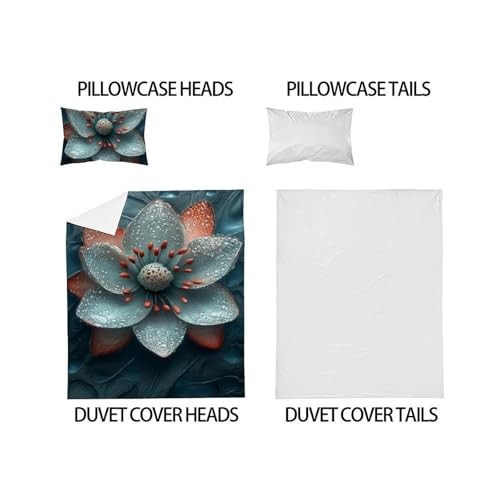 Housse de couette microfibre 135x200 plantes vert imprimé 3D taies - 5